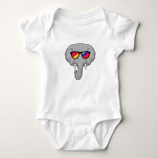 Elefant mit Sonnenbrille Baby Strampler (Vorderseite)