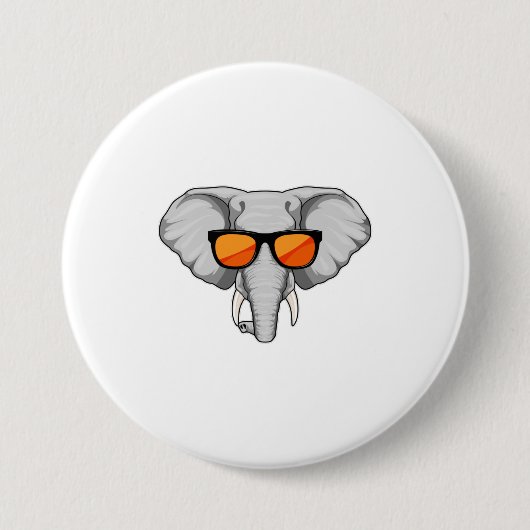Elefant mit Sonnenbrille Button (Vorderseite)