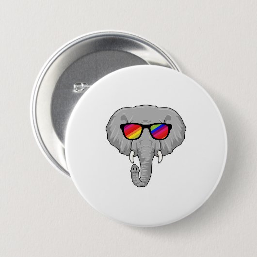 Elefant mit Sonnenbrille Button (Vorne & Hinten)