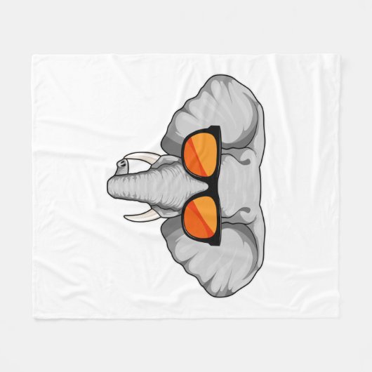 Elefant mit Sonnenbrille Fleecedecke (Vorderseite (Horizontal))