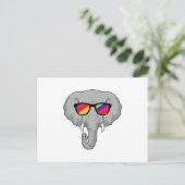 Elefant mit Sonnenbrille Postkarte (Stehend Vorderseite)