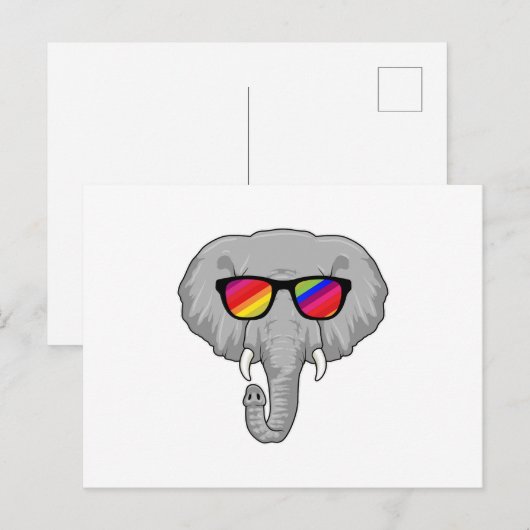 Elefant mit Sonnenbrille Postkarte (Vorne/Hinten)