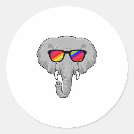 Elefant mit Sonnenbrille Runder Aufkleber (Vorderseite)