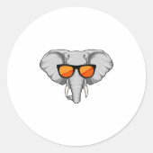 Elefant mit Sonnenbrille Runder Aufkleber (Vorderseite)
