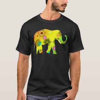 Elefant mit Stamm herauf Blumenelefanten T-Shirt