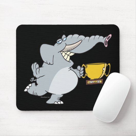 Elefant mit Trophäe-Cartoon Mousepad (Mit Mouse)