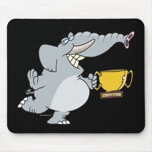 Elefant mit Trophäe-Cartoon Mousepad (Vorne)