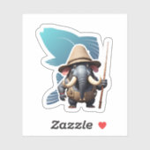 Elefant mit verlässlichem Angelstil Aufkleber (Blatt)