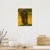 Elefant mit Verzweigung an der Wasserkante Poster (Küche)