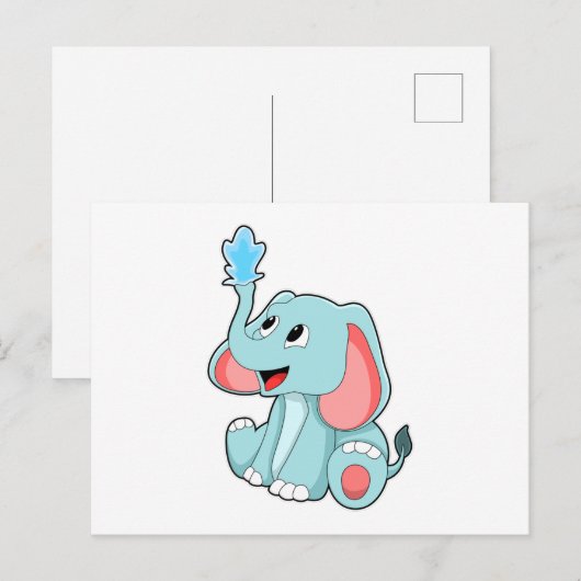 Elefant mit Wasser Postkarte (Vorne/Hinten)