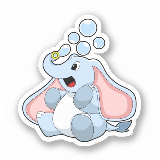 Elefant mit Wasserblasen Aufkleber (Vorderseite)