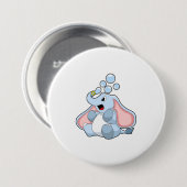 Elefant mit Wasserblasen Button (Vorne & Hinten)