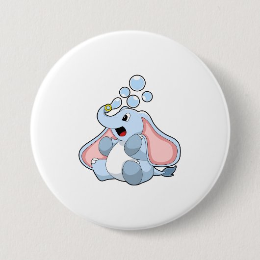 Elefant mit Wasserblasen Button (Vorderseite)