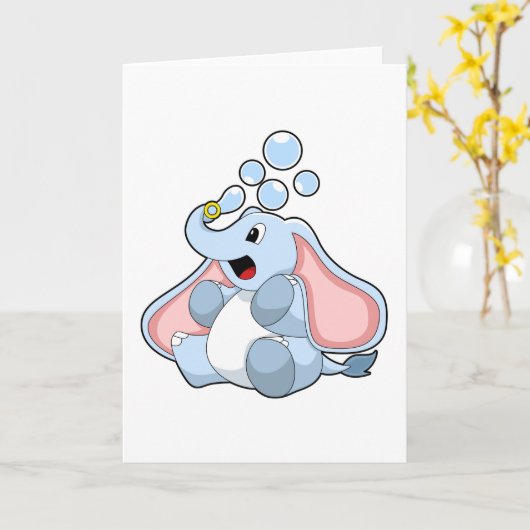 Elefant mit Wasserblasen Karte (Gelbe Blume)