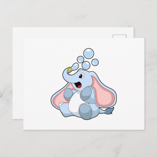 Elefant mit Wasserblasen Postkarte (Vorne/Hinten)