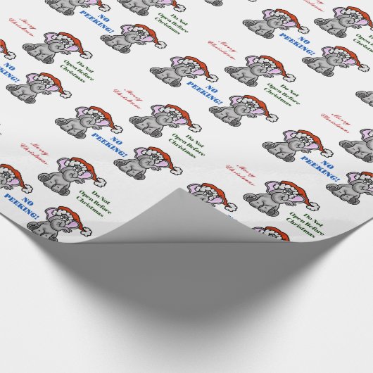 Elefant mit Weihnachtsmannmütze fertigen Geschenkpapier (Ecke)