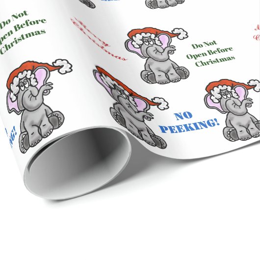 Elefant mit Weihnachtsmannmütze fertigen Geschenkpapier (Rolleneckpunkt)