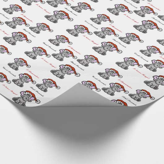 Elefant mit Weihnachtsmannmütze Geschenkwrap Geschenkpapier (Ecke)