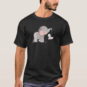 Elefant mit weißem Kaninchen lustig Relaxte Fit T-Shirt