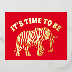 Elefant mit Zebrastreifen Folien Feiertagspostkarte
