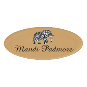 Elefant mit Zebrastreifen + Ihre Ideen Namenschild