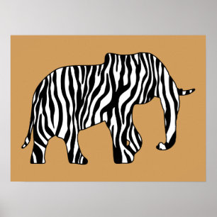 Elefant mit Zebrastreifen + Ihre Ideen Poster