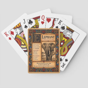 Elefant, mittelalterliche Bestiarien-Kunst Spielkarten