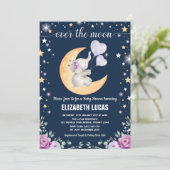 Elefant Moon Twinkle Little Stars Babydusche Einladung (Stehend Vorderseite)