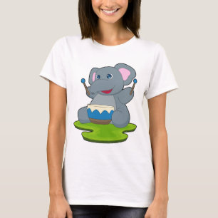 Elefant Musikant Trommel Musik T-Shirt