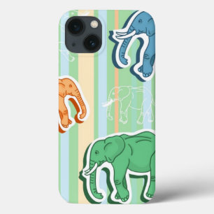 Elefant-Muster auf grünen Streifen Case-Mate iPhone Hülle