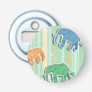 Elefant-Muster auf grünen Streifen Flaschenöffner