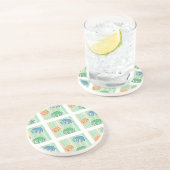 Elefant-Muster auf grünen Streifen Getränkeuntersetzer (Seite)