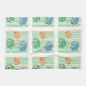 Elefant-Muster auf grünen Streifen Küchentuch (Horizontal)