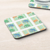 Elefant-Muster auf grünen Streifen Untersetzer (Linke Seite)