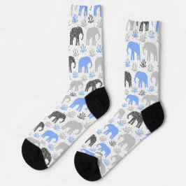 Elefant Muster grau blau glitzernd Socken