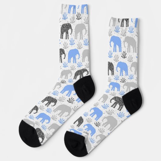 Elefant Muster grau blau glitzernd Socken (Linkes Detail)