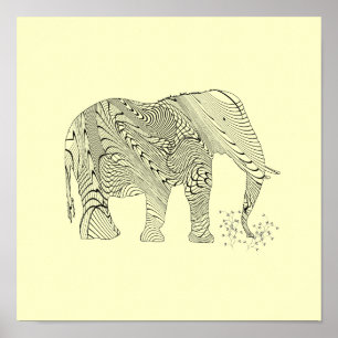 Elefant Muster Kunst Druck Poster