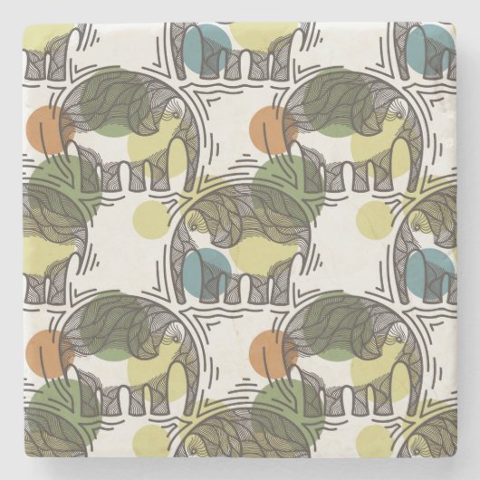 Elefant-Muster Steinuntersetzer (Vorderseite)
