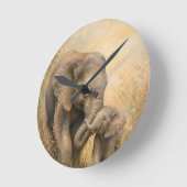 Elefant Mutter & Baby Wanduhr |  (Winkel)