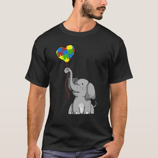 Elefant Mutter Mit Kind Autismus-Bewusstsein Herzb T-Shirt (Vorderseite)