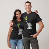 Elefant Mutter Mit Kind Autismus-Bewusstsein Herzb T-Shirt (Unisex)