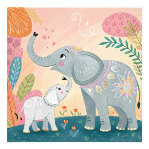 Elefant Mutter und Baby Fotodruck