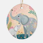 Elefant Mutter und Baby Keramik Ornament (Links)