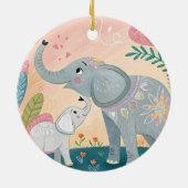 Elefant Mutter und Baby Keramik Ornament (Hinten)