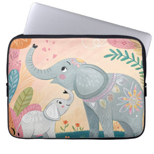Elefant Mutter und Baby Laptopschutzhülle