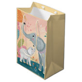 Elefant Mutter und Baby Mittlere Geschenktüte (Vorderseite Schrägansicht)