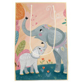 Elefant Mutter und Baby Mittlere Geschenktüte (Rückseite)