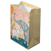Elefant Mutter und Baby Mittlere Geschenktüte (Rückseite Schrägansicht)