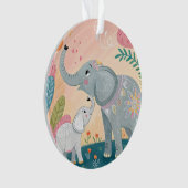 Elefant Mutter und Baby Ornament (Vorderseite)