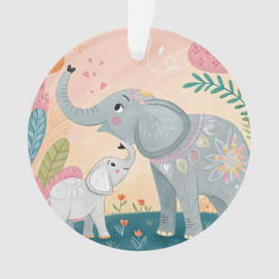Elefant Mutter und Baby Ornament